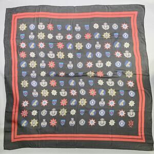 ALEXANDER MCQUEEN Size L Black Red Crest Skull Square Scarf